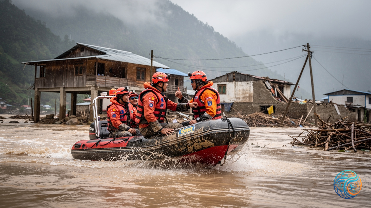 Nepal und China, Hochwasser-Rettungseinsätze, regionale Todesopfer, Umwelt, Überschwemmungen, Katastrophenschutz